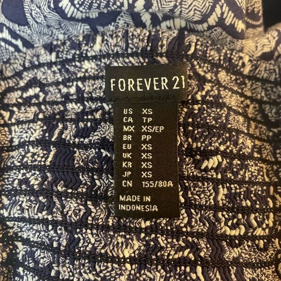 Forever 21navy white print summer Dress size XS - Picture 3 of 4